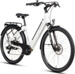 SAXXX E Bike Damen 28 Zoll Tiefeinsteiger mit 36V 13Ah Akku, Elektro Fahrrad Erwachsene mit Scheibenbremse, 7 Gang Kettenschaltung Pedelec mit Federgabel, Gepäckträger für Damen/Frauen Herren/Männer