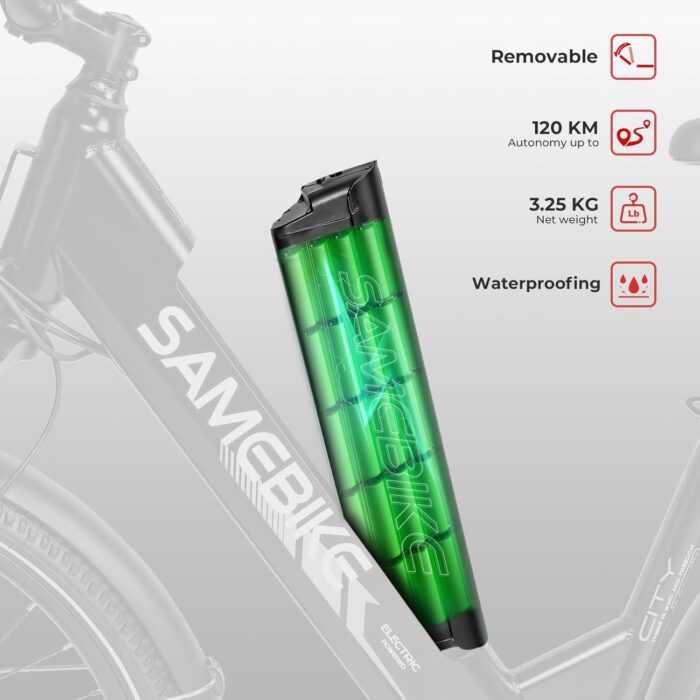 SAMEBIKE 26 Zoll E-Bike Herren Damen mit 250W Motor, 36V 540Wh Akku, Elektrofahrräder E-Fahrrad mit 7-Gang-Getriebe, LCD-Display, Pedelec Citybike EBike, Grün