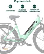 HillMiles MileCity1 26" E-Bike für Erwachsene, 7 Gang Elektrofahrrad mit Austauschbarem 36V 13Ah Akku, 25 km/h und 80–100km Reichweite E-Bike für Städtische Pendler, IP65 Wasserdicht
