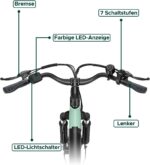 HillMiles MileCity1 26" E-Bike für Erwachsene, 7 Gang Elektrofahrrad mit Austauschbarem 36V 13Ah Akku, 25 km/h und 80–100km Reichweite E-Bike für Städtische Pendler, IP65 Wasserdicht