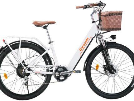 cysum Cityrun E-Bike für Damen, 26 Zoll (66 cm), E-Bike, E-Bike, E-Bike, Stadtfahrrad für Erwachsene, Motor 250 W, 25 km/h, Lithium-Akku 36 V, 360 WH, Reichweite 80 km