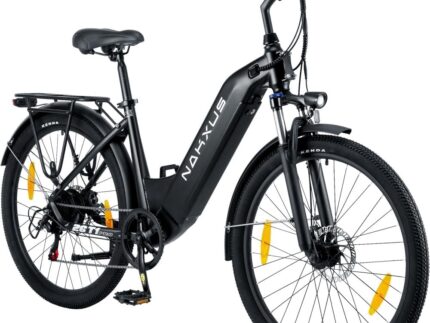 26T1 Elektrofahrrad 26 Zoll E-Bike, 36V 18.2Ah Akku herausnehmbar, 250W Motor, LCD-Display, 7-Gang, Reichweite 90-130 km, 25 km/h, IPX5 wasserdicht für Erwachsene