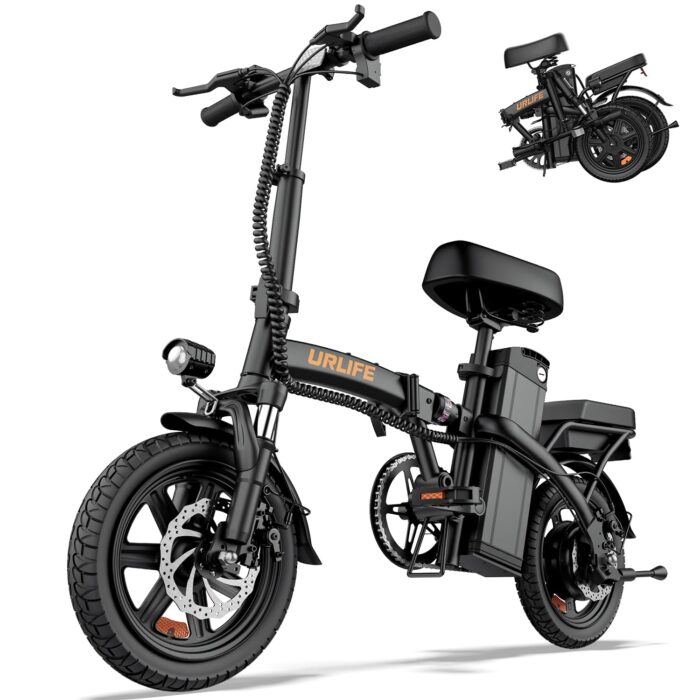 URLIFE E-Bike Klapprad 14", 48V 7.5Ah Austauschbarem Akku für Lange Reichweite bis 60KM, Elektrofahrrad 250W Motor, 3 Fahrmodi, Sitzhöhe Verstellbar, Falt-Pedelec ebike für Herren Damen
