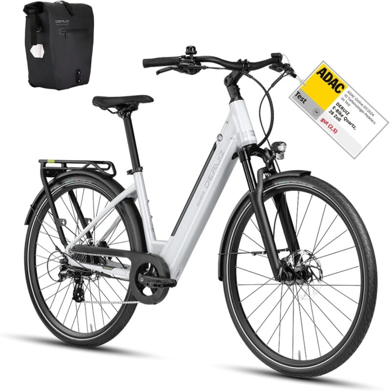 DERUIZ Quartz E-Bike Damen 28 Zoll Tiefeinsteiger, 8-Gang, 48V 13.4Ah Akku, bis zu 161 km, 55Nm Drehmoment, Hydraulische Scheibenbremsen, App, City & Trekking Elektrofahrrad für Damen & Herren