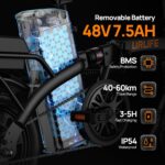 URLIFE E-Bike Klapprad 14", 48V 7.5Ah Austauschbarem Akku für Lange Reichweite bis 60KM, Elektrofahrrad 250W Motor, 3 Fahrmodi, Sitzhöhe Verstellbar, Falt-Pedelec ebike für Herren Damen