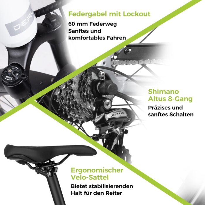 DERUIZ Quartz E-Bike Damen 28 Zoll Tiefeinsteiger, 8-Gang, 48V 13.4Ah Akku, bis zu 161 km, 55Nm Drehmoment, Hydraulische Scheibenbremsen, App, City & Trekking Elektrofahrrad für Damen & Herren