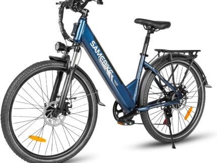 SAMEBIKE 26 Zoll E-Bike Herren Damen mit 250W Motor, 36V 540Wh Akku, Elektrofahrräder E-Fahrrad mit 7-Gang-Getriebe, LCD-Display, Pedelec Citybike EBike, Grün