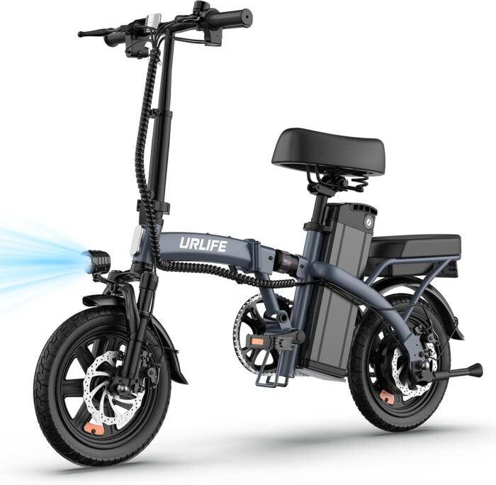 URLIFE E-Bike Klapprad 14", 48V 7.5Ah Austauschbarem Akku für Lange Reichweite bis 60KM, Elektrofahrrad 250W Motor, 3 Fahrmodi, Sitzhöhe Verstellbar, Falt-Pedelec ebike für Herren Damen