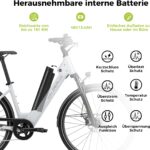 DERUIZ Quartz E-Bike Damen 28 Zoll Tiefeinsteiger, 8-Gang, 48V 13.4Ah Akku, bis zu 161 km, 55Nm Drehmoment, Hydraulische Scheibenbremsen, App, City & Trekking Elektrofahrrad für Damen & Herren