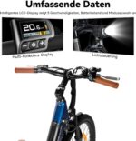 Hiland 26 Zoll 250W Elektrofahrrad, 7 Gang Elektrofahrrad für Männer Frauen mit Hartstahl Rahmen, Elektro Citybike mit 36V 7.8Ah/10.4Ah Akku, City Pendlerfahrrad für Erwachsene