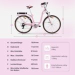 VecoCraft HEBE elektrofahrräder City E-Bike | ebike Damen 28 Zoll | 7-Gang-Shimano-Schaltung | Ananda Hinterer Motor 250W | EU-konformes für e Bike Herren und Damen