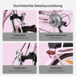 VecoCraft HEBE elektrofahrräder City E-Bike | ebike Damen 28 Zoll | 7-Gang-Shimano-Schaltung | Ananda Hinterer Motor 250W | EU-konformes für e Bike Herren und Damen