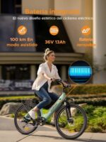 HillMiles MileCity1 26" E-Bike für Erwachsene, 7 Gang Elektrofahrrad mit Austauschbarem 36V 13Ah Akku, 25 km/h und 80–100km Reichweite E-Bike für Städtische Pendler, IP65 Wasserdicht