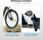Elektrofahrrad 27,5 Zoll, Motor 250 W, Akku 36 V 15,6 Ah abnehmbar, Reichweite bis zu 100 km, 7 Gänge, LCD-Display, Unterstützung 25 km/h, maximale Belastung 120 kg, Unisex E-Bike Modell