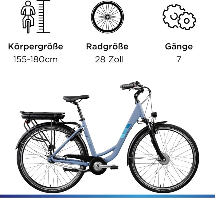 ZÜNDAPP Z502 E Bike Damen 28 Zoll Pedelec 155-180 cm Elektrofahrrad 7 Gang Damenfahrrad 522 Wh E Fahrrad