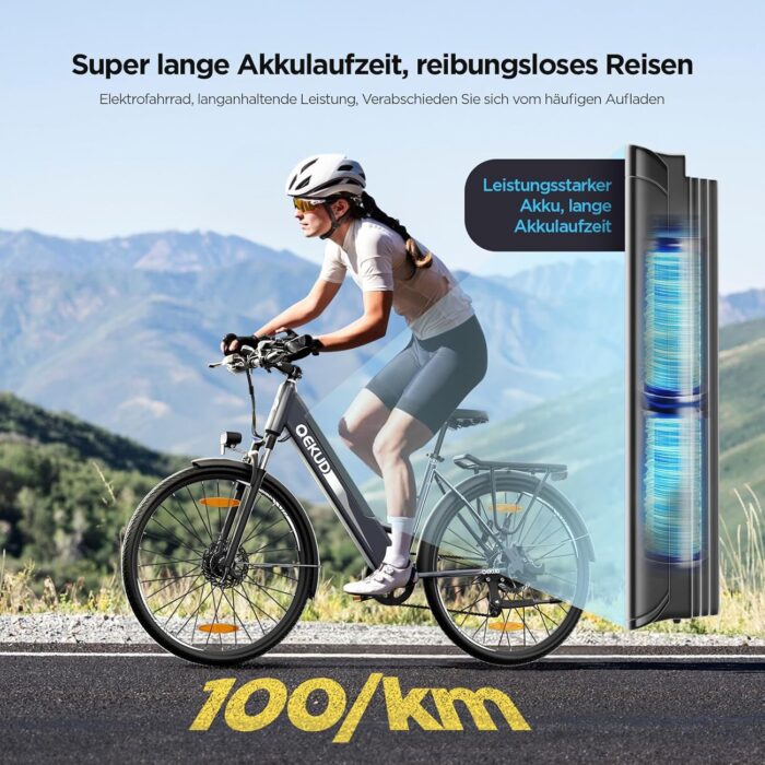 26" E-Bike, 26M208 Elektrofahrrad mit 36V 12Ah Akku, 7 Gang E Bike Herren Damen, 250W Motor, Reichweite 100km bis 25 km/h, Elektrofahrräde mit APP