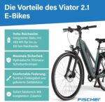 Fischer E-Bike Trekking VIATOR 2.1 Active, Elektrofahrrad für Damen und Herren, RH 45, 459Wh, Heckmotor 50Nm, 48V