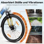 Hiland 26 Zoll 250W Elektrofahrrad, 7 Gang Elektrofahrrad für Männer Frauen mit Hartstahl Rahmen, Elektro Citybike mit 36V 7.8Ah/10.4Ah Akku, City Pendlerfahrrad für Erwachsene