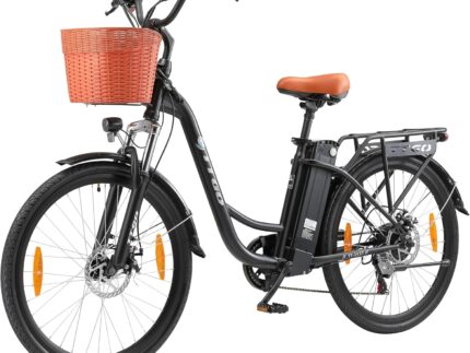 ttgo E Bike 26 Zoll, Elektrofahrräder für Herren Damen mit 36V 14,5Ah/18Ah Akku, 60–120 km Reichweite Citybike, LCD Display, 6/7-Gang, Aluminiumrahmen, Elektrofahrrad mit Korb