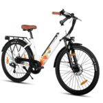 Hiland 26 Zoll 250W Elektrofahrrad, 7 Gang Elektrofahrrad für Männer Frauen mit Hartstahl Rahmen, Elektro Citybike mit 36V 7.8Ah/10.4Ah Akku, City Pendlerfahrrad für Erwachsene